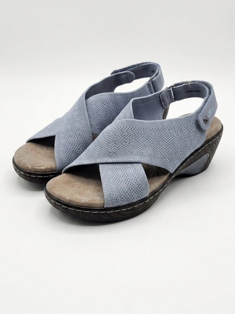 JBU by Jambu Alyssa Blue Memory Foam Wedge Sandals 8.5 Crisscross Elastic Sandal